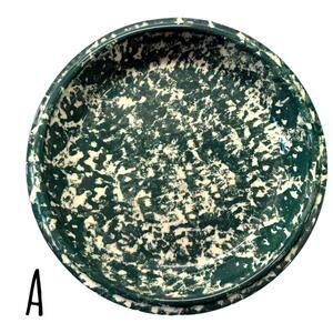 Vintage 10.5” Round Sponge Style Ceramic Pie Plate Dish – Green & Pink